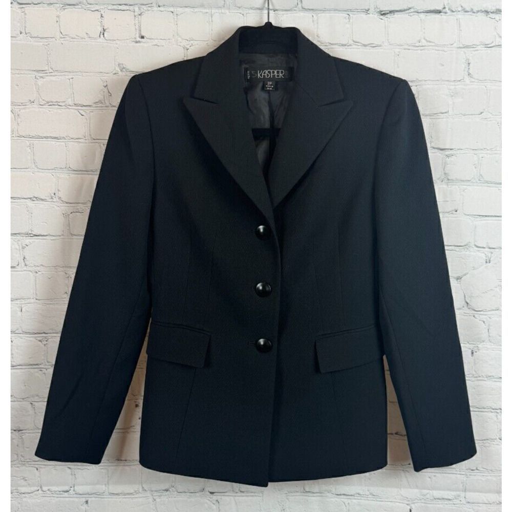 KASPER Petite black classic career jacket blazer size 2P